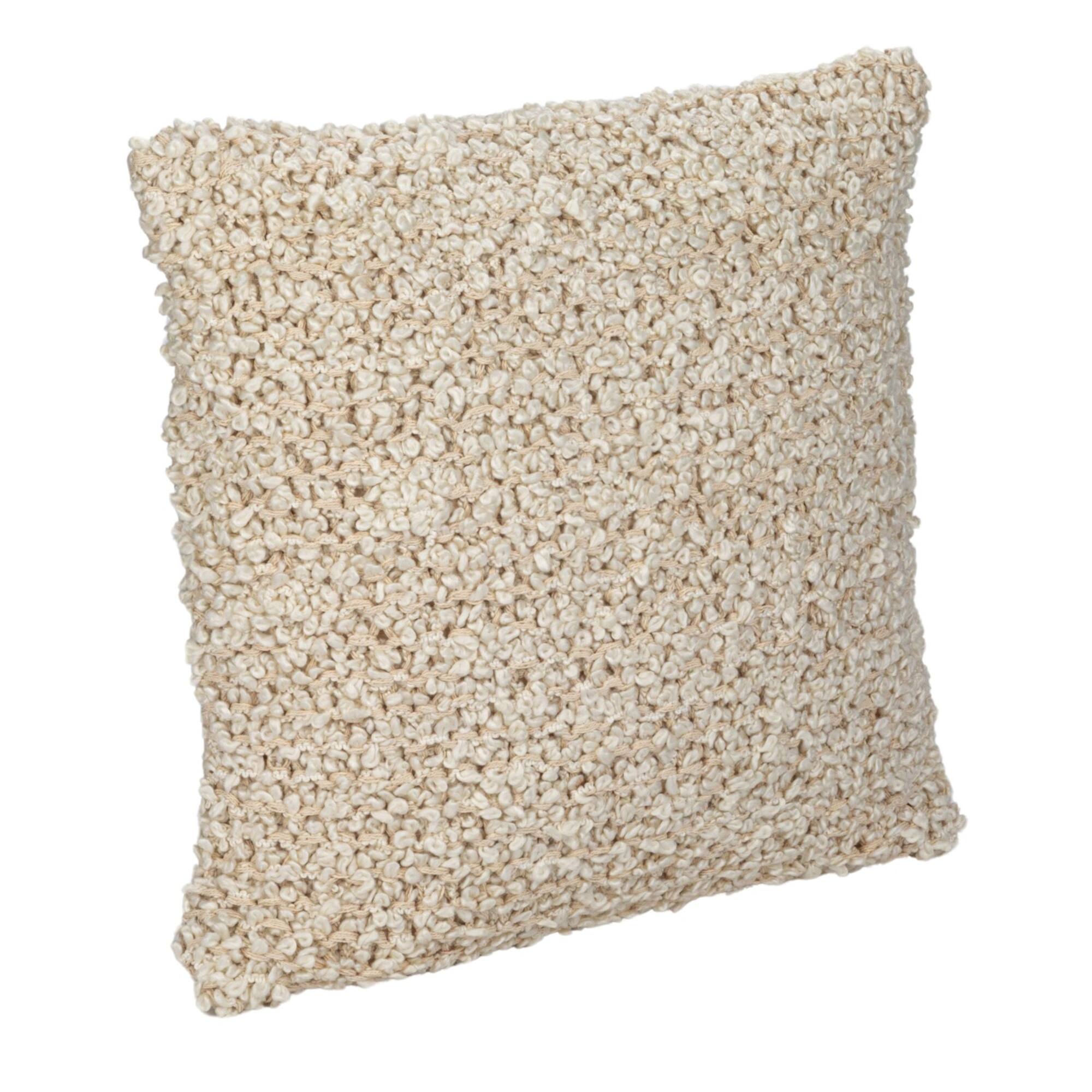 Hello Honey® 20" Cream Woven Cotton Blend Bouclé Pillow